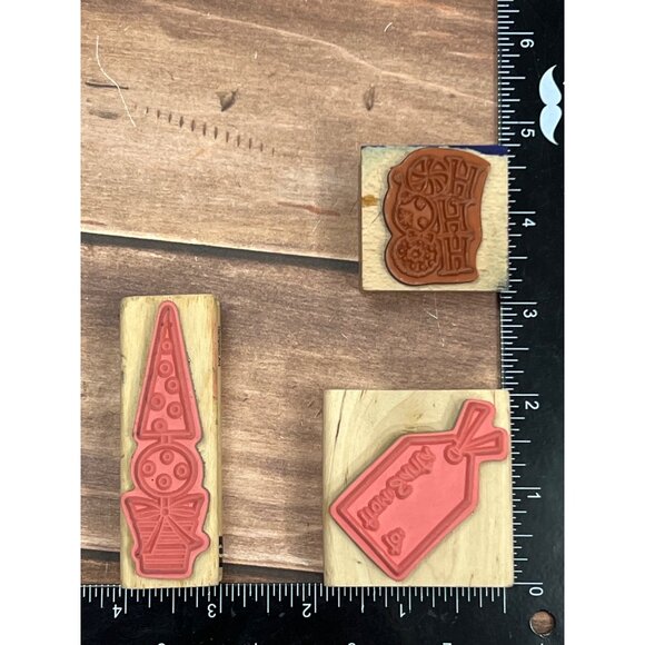 SET OF 3 STUDIO G STAMPCRAFT KATIE & CO HOLIDAY WOOD MOUNTED RUBBER STAMPS - Picture 6 of 6